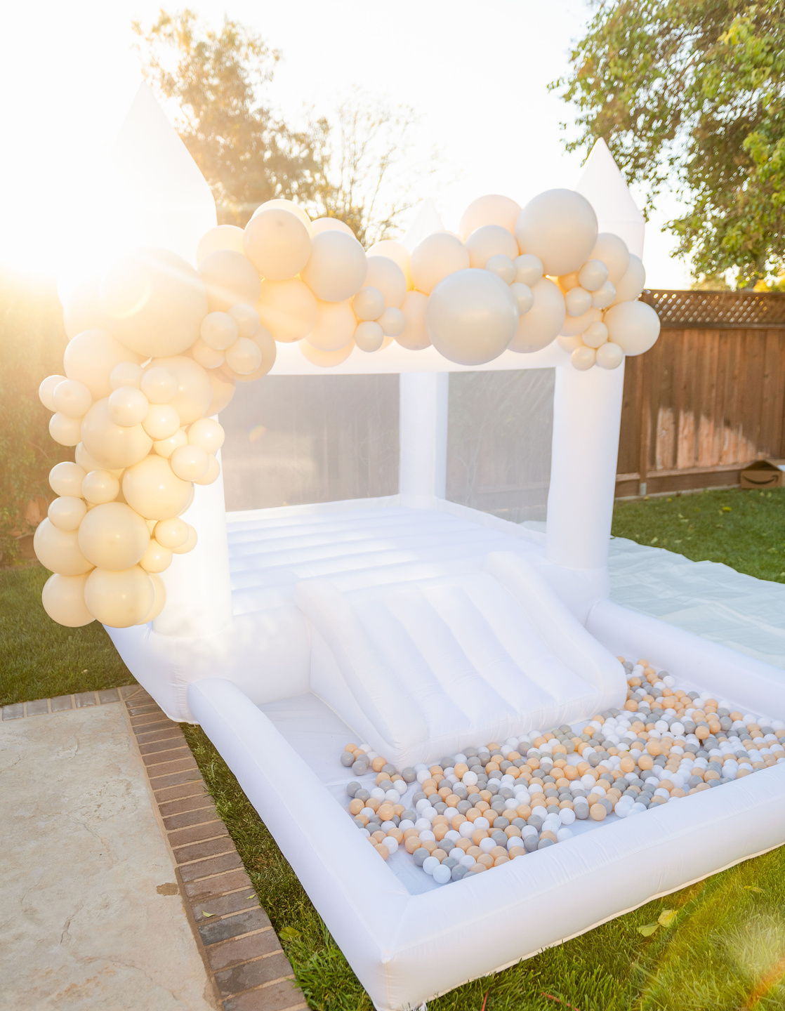 rental inflatable white bounce house for toddler party