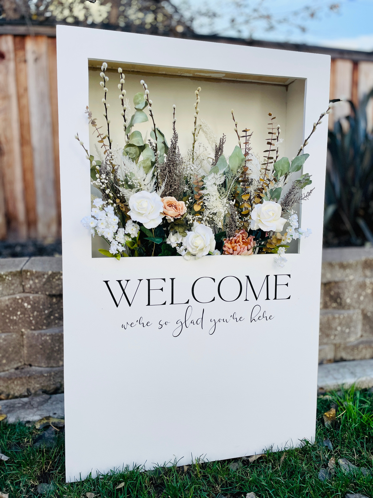 rental flower box welcome sign for weddings, baby showers, bridal showers, engagement parties, birthday party