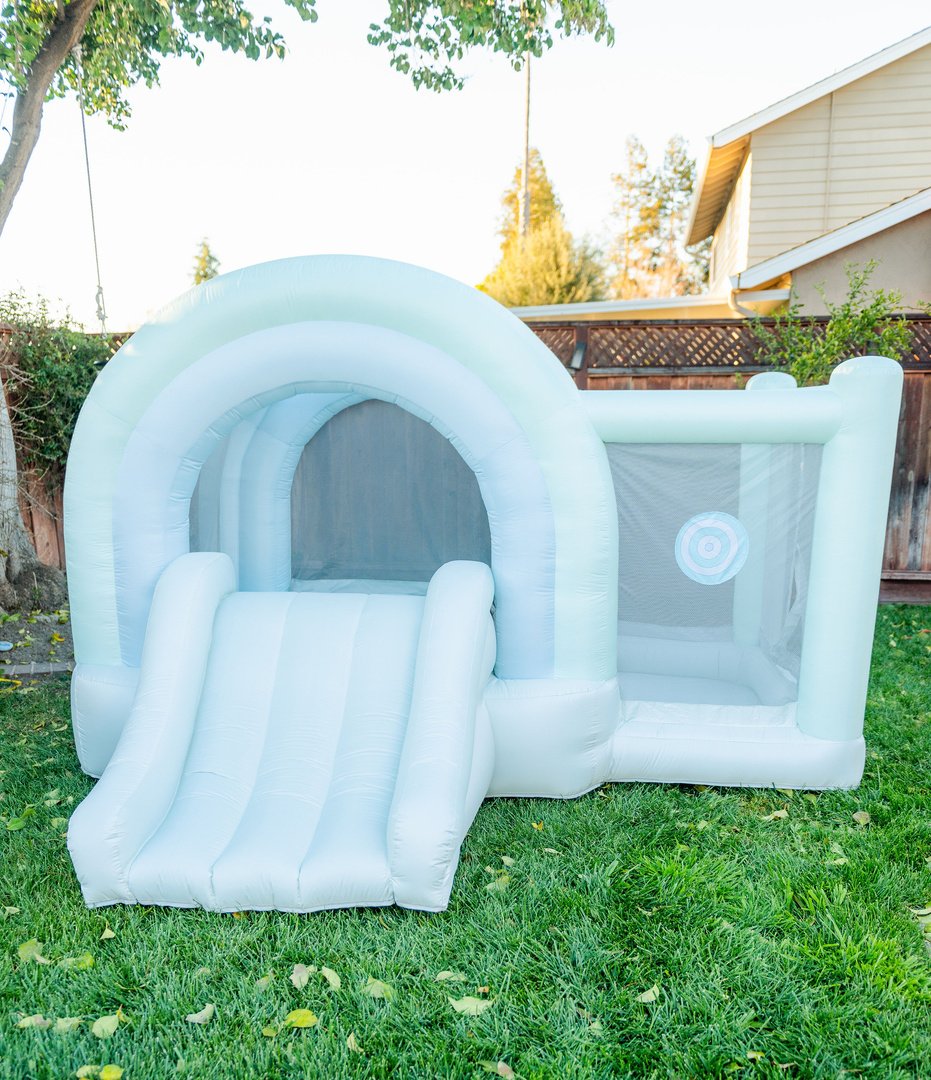 rental pastel blue rainbow toddler bounce house